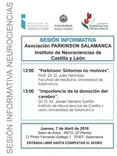 SALAMANCA. Sesión informativa sobre Parkinson en el Instituto de Neurociencias, el 7 de Abril, a las 12 h.