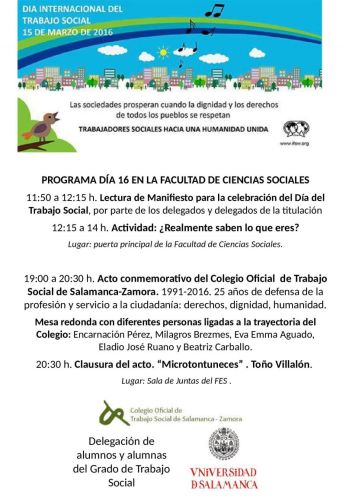 Salamanca. Celebración Día del Trabajo Social en la Facultad de Ciencias Sociales.