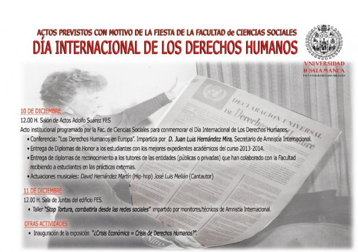 Acto Institucional programado por la Fac. de Ciencias Sociales para conmemorar el Día Internacional de los Derechos Humanos
