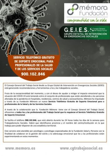 IMPORTANTE. El CGTS pone en marcha el Servicio Telefónico Gratuito de Soporte Emocional para Trabajadoras Sociales