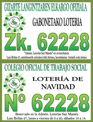 GABONETAKO LOTERIA ZENBAKIA SALGAI / YA A LA VENTA EL Nº DE LOTERIA DE NAVIDAD