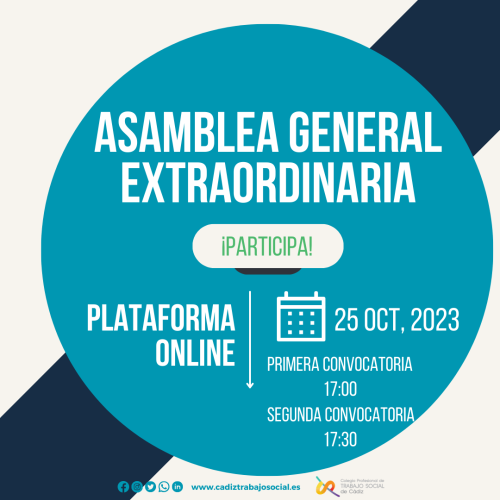 Convocatoria de Asamblea General Extraordinaria. 25 de octubre, 17:00