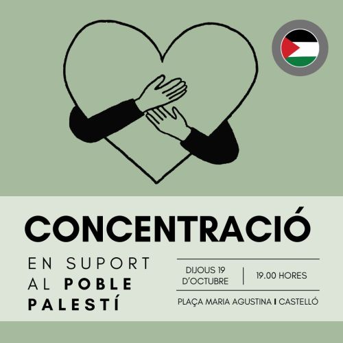 COTS Castelló s’uneix a la concentració en suport al poble palestí d’aquest dijous