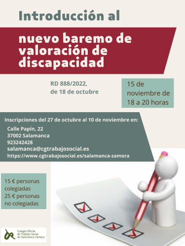 Taller Workshop: INTRODUCCIÓN AL NUEVO BAREMO DE VALORACIÓN DE DISCAPACIDAD