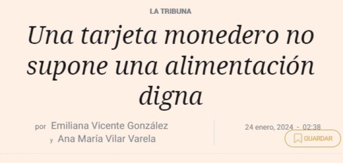 Una tarjeta monedero no supone una alimentación digna-Consejo General del Trabajo Social