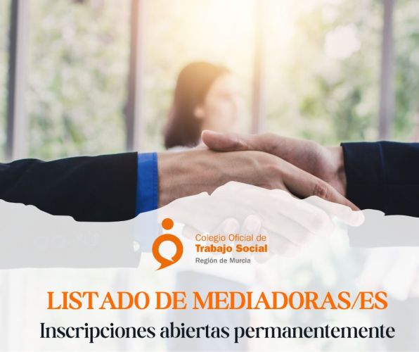 Listado de mediadoras/es del Colegio. Abierto permanentemente