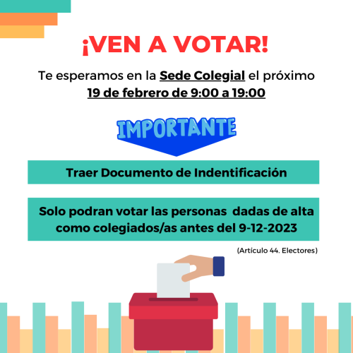 Ven a votar el lunes 19 de febrero de 9 a 19:00 horas