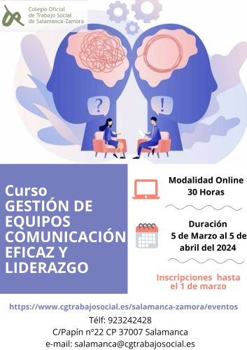 Nuevo Curso: GESTIÓN DE EQUIPOS, COMUNICACIÓN EFICAZ Y LIDERAZGO