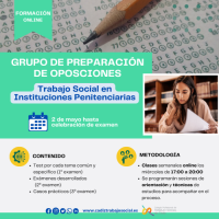 Anunciamos la creación de un Grupo de Preparación de Oposiciones de Trabajo Social en Instituciones Penitenciarias