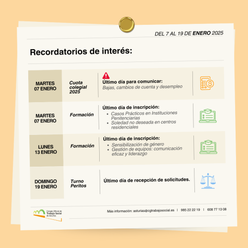 ¡FELIZ 2025! | Recordatorios de interés