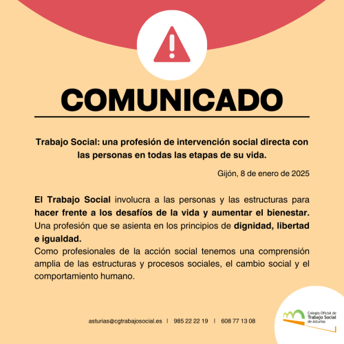 COMUNICADO | Trabajo Social: una profesión de intervención social