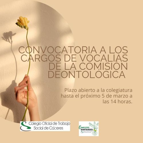 CONVOCATORIA A LOS CARGOS DE VOCALÍAS DE LA COMISIÓN DEONTOLÓGICA