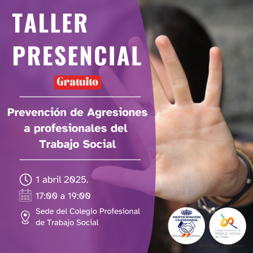 El próximo martes 1 de abril celebramos un Taller de Prevención de agresiones a profesionales