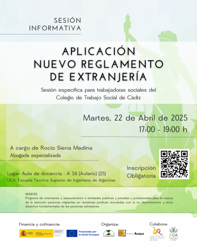 Sesión Informativa en Algeciras "Aplicación nuevo Reglamento de Extranjería" (22 de abril de 17:00 a 19:00h)