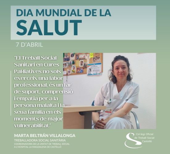 Marta Beltrán: “El Treball Social Sanitari en Cures Pal·liatives no sols exerceix una labor professional, és un far de suport, comprensió i empatia per a la persona malalta i la seua família en els moments de major vulnerabilitat”