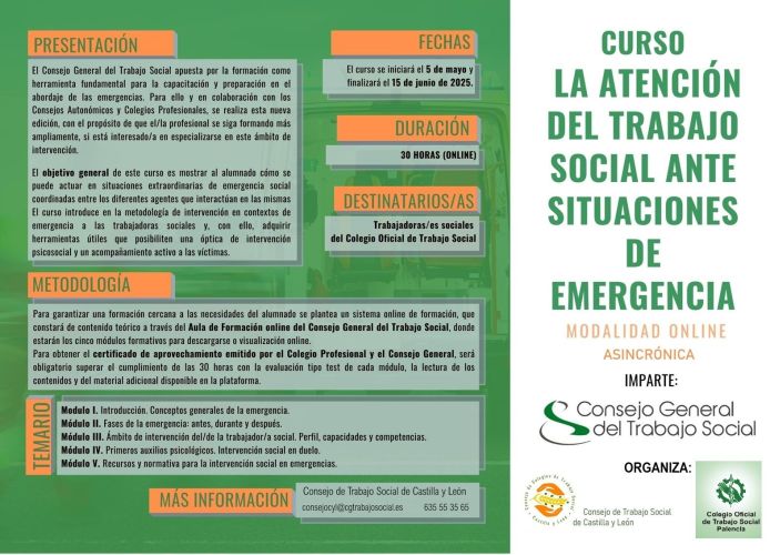 ¡Nueva formacion Online! "La atención del Trabajo Social ante situaciones de emergencia.
