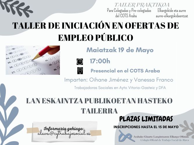 Taller de Iniciación en OFERTAS DE EMPLEO PÚBLICO