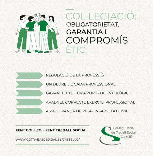 COTS Castelló dissenya una campanya informativa per a promoure la col·legiació i donar a conéixer els seus beneficis entre professionals i persones usuàries