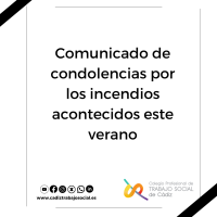 Comunicado de condolencias por los incendios acontecidos este verano