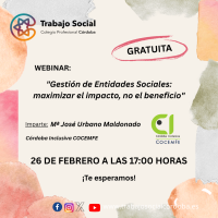 WEBINAR GRATUITA "GESTION DE ENTIDADES SOCIALES: MAXIMIZAR EL IMPACTO, NO EL BENEFICIO" 