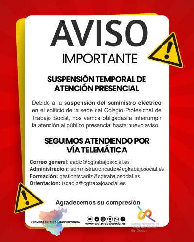 URGENTE - ATENCIÓN TELEMÁTICA- POR AVERÍA ELECTRICA EN EL EDIFICIO 